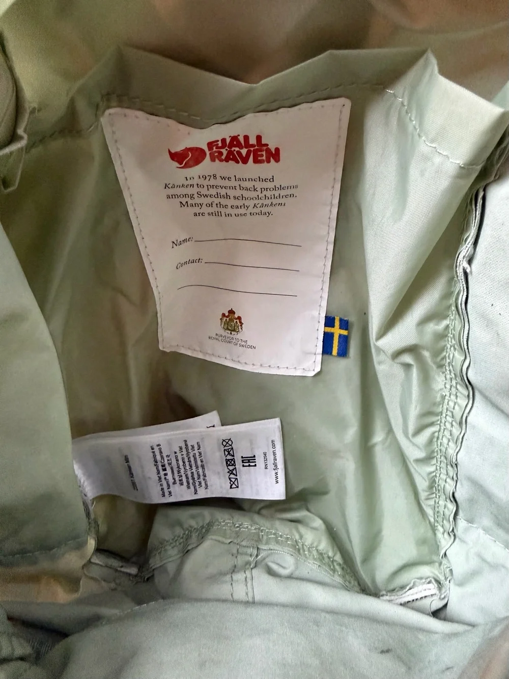 Fjallraven Mini Kanken kids backpack in Mint